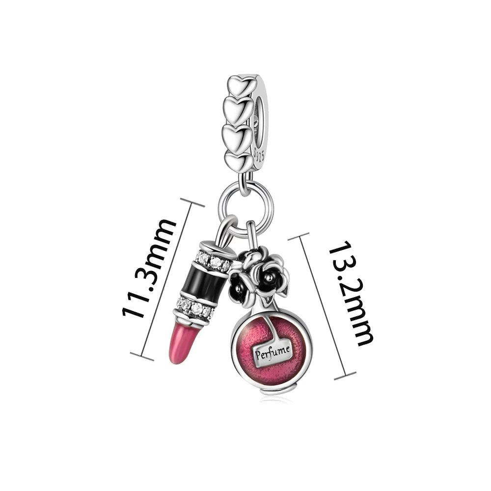Pan Charms Original Lipstick & Perfume Dangle Charm Bracelet Pendant Jewelry