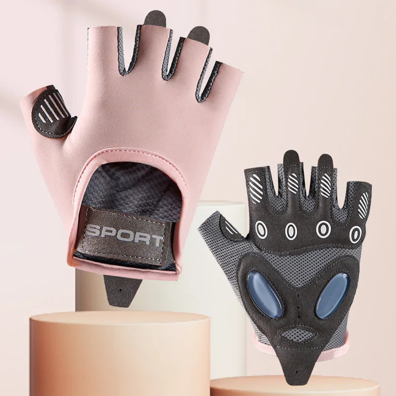 Yoga Fitness Gloves Women Men Cycling Silica Gel Anti-Slip Half Finger Sun Protection Sports Anti-Shock Ice Silk Cool Gloves