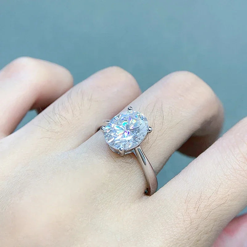 Smyoue 1-3CT Oval Cut Real Moissanite Rings for Women Doveggs Wedding Band 100% S925 Sterling Silver Jewelry Proposal Ring GRA
