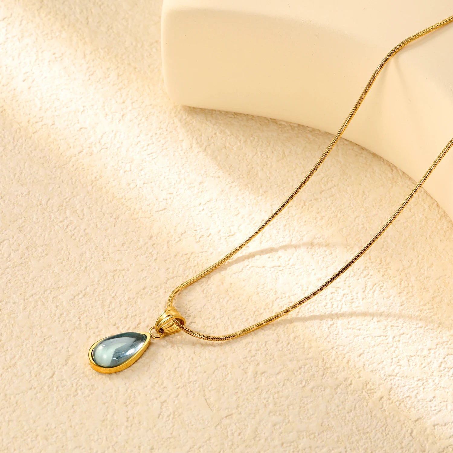 LUXUSTEEL Colorful Water Droplet Women Pendant Necklace Stainless Steel Round Cubic Zirconia Female Chain Necklace Jewelry Gift