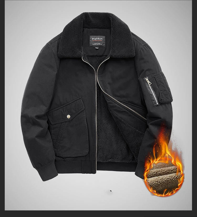 Autumn/winter Fleece-lined Thickened Woolen Jacket For Middle-aged Elderly Men Warm Excessively Large Leisure Winter Clothing