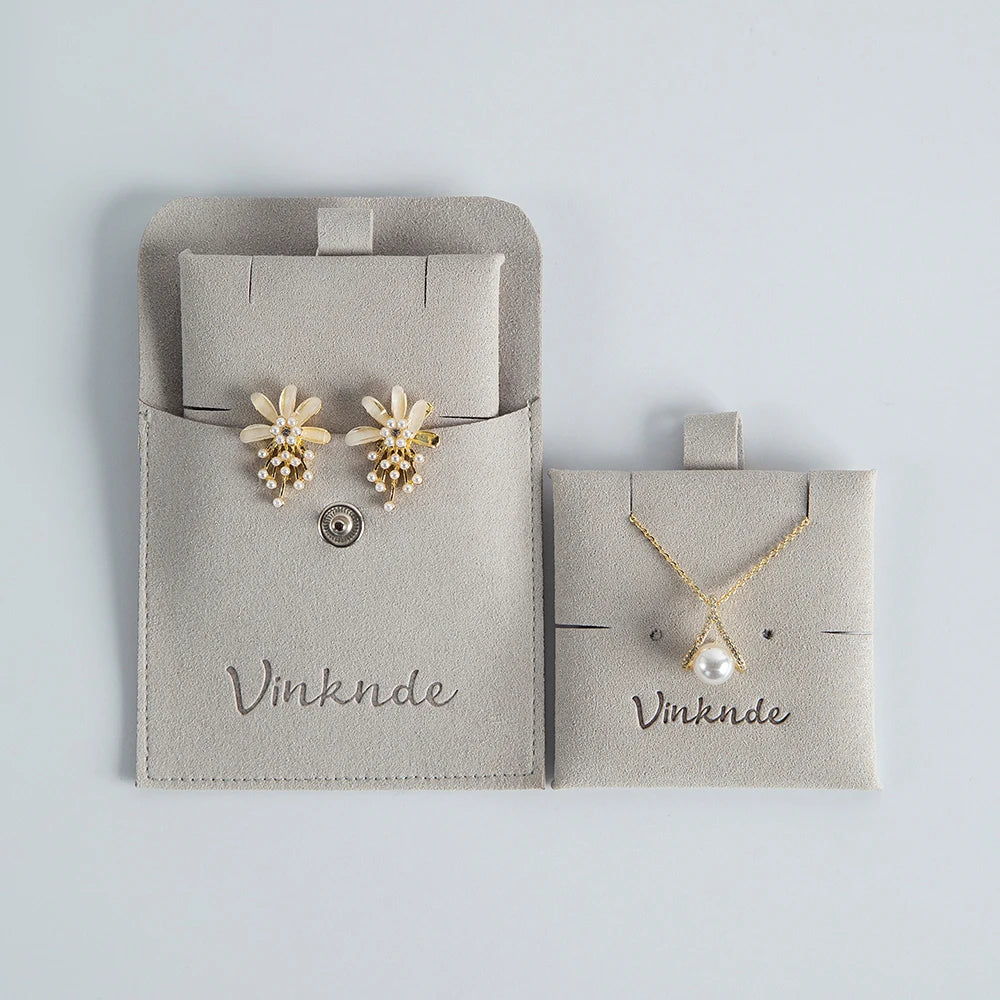 Custom Logo Microfibre Jewelry Bags With Insert Card Earrings Necklaces Parties Gift Wrap Wedding Favours Party Lipstick Sack