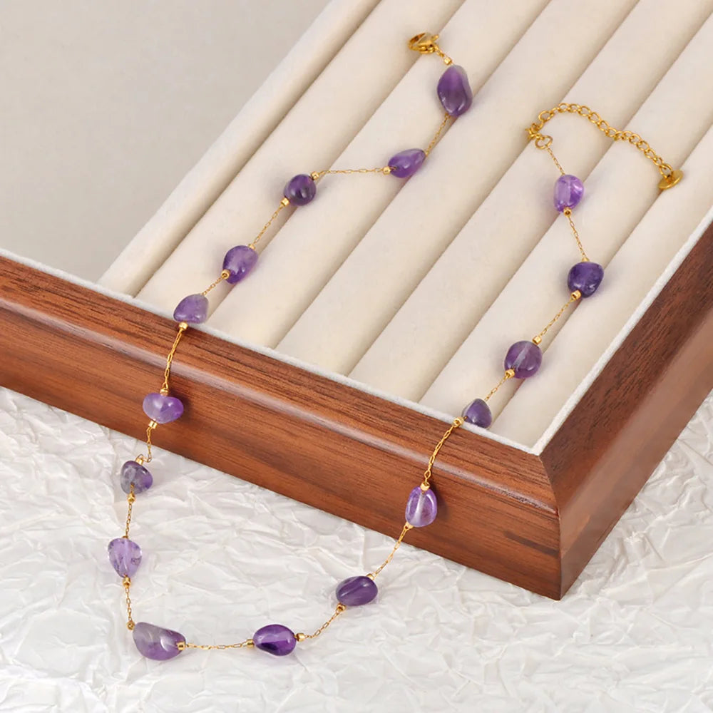 Lokaer Luxury Bling Colorful Cubic Zirconia Chain Necklace for Women CZ Waterproof Stainless Steel Exquisite Jewelry N25087