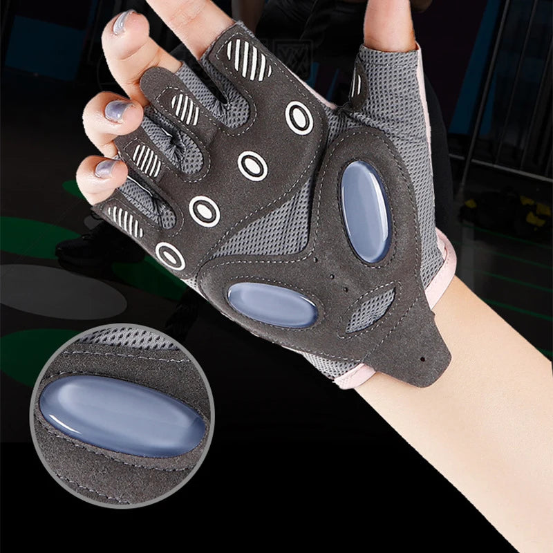 Yoga Fitness Gloves Women Men Cycling Silica Gel Anti-Slip Half Finger Sun Protection Sports Anti-Shock Ice Silk Cool Gloves