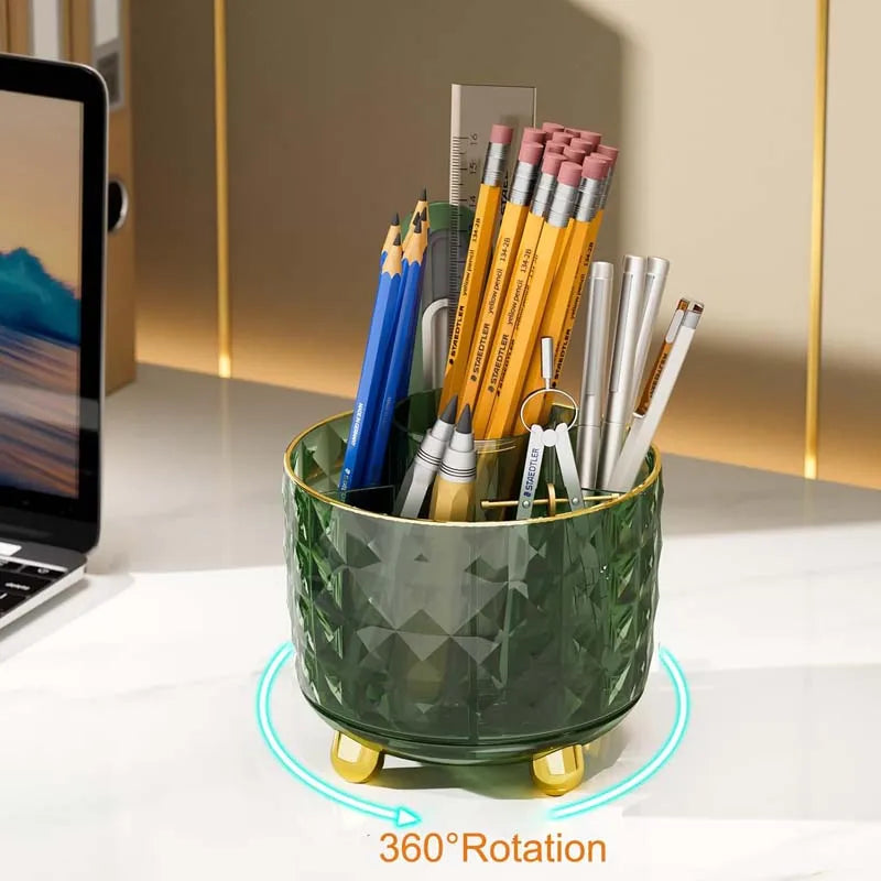 360° Rotating Luxury Makeup Brush Holder Nail Polish Eyebrow Pencil Lipstick Organizer Cosmetic Storage Box Jewelry Container