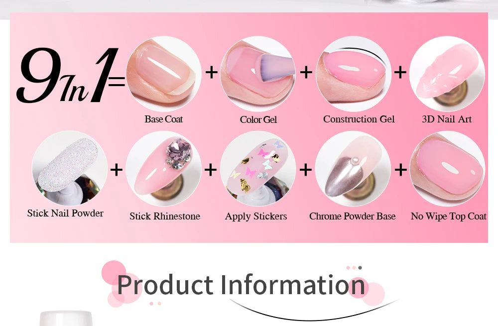 AWStorG 15ml One Step Gel Polish 9 In 1 Diamond Top Coat  Reinforce Long Lasting UV Soak Off Gel Varnish High Light Nail Art