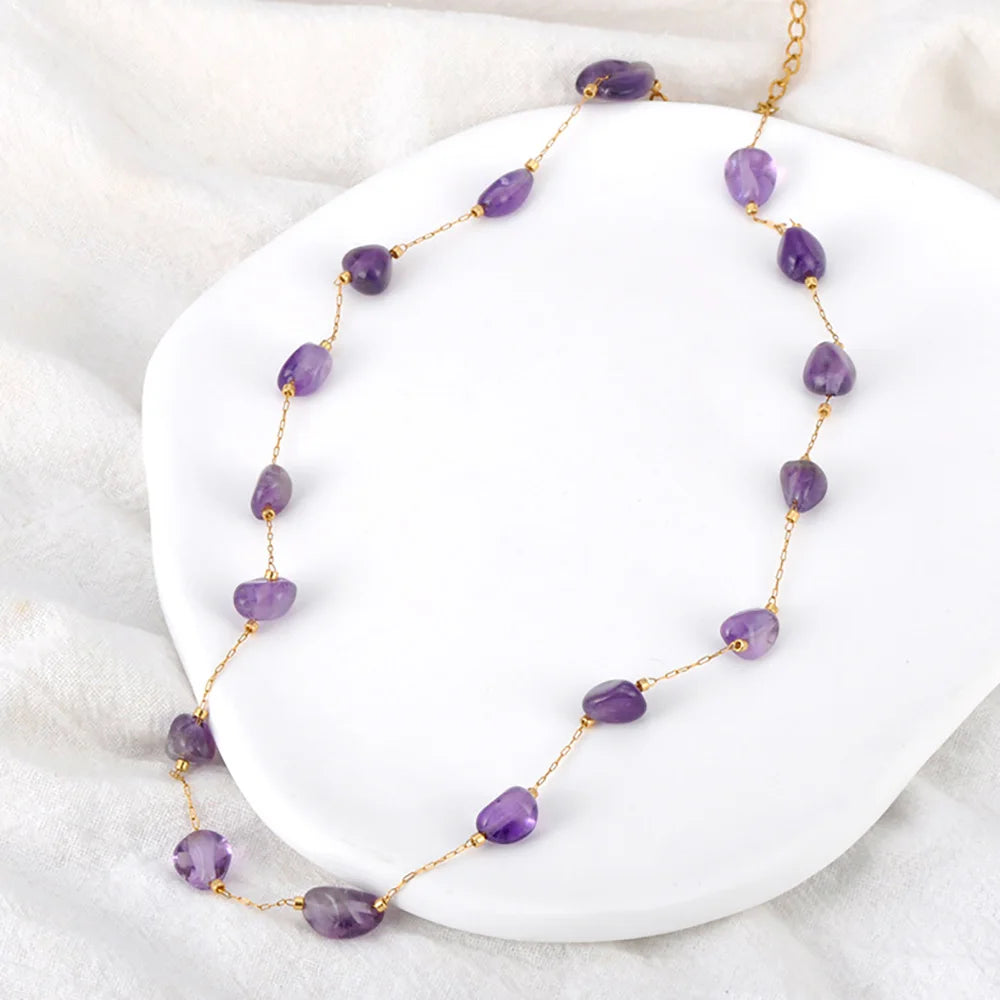 Lokaer Luxury Bling Colorful Cubic Zirconia Chain Necklace for Women CZ Waterproof Stainless Steel Exquisite Jewelry N25087