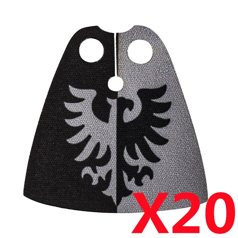 Medieval Military MOC Castle Knight Accessory Building Blocks Warhorse Cape Plush Coat Vest Shield Flag Kit Mini Toy Bricks Gift