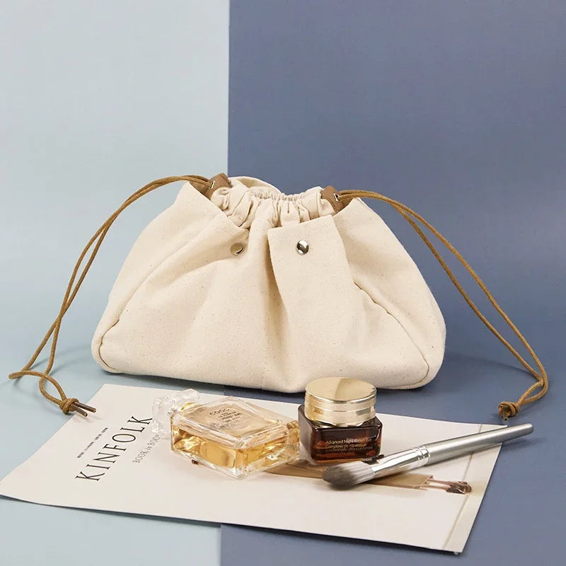 New Drawstring Cosmetic Bags for Women Canvas Organizer Large Capacity Make Up Bag Cotton Travel Storage Bag косметичка Neceser