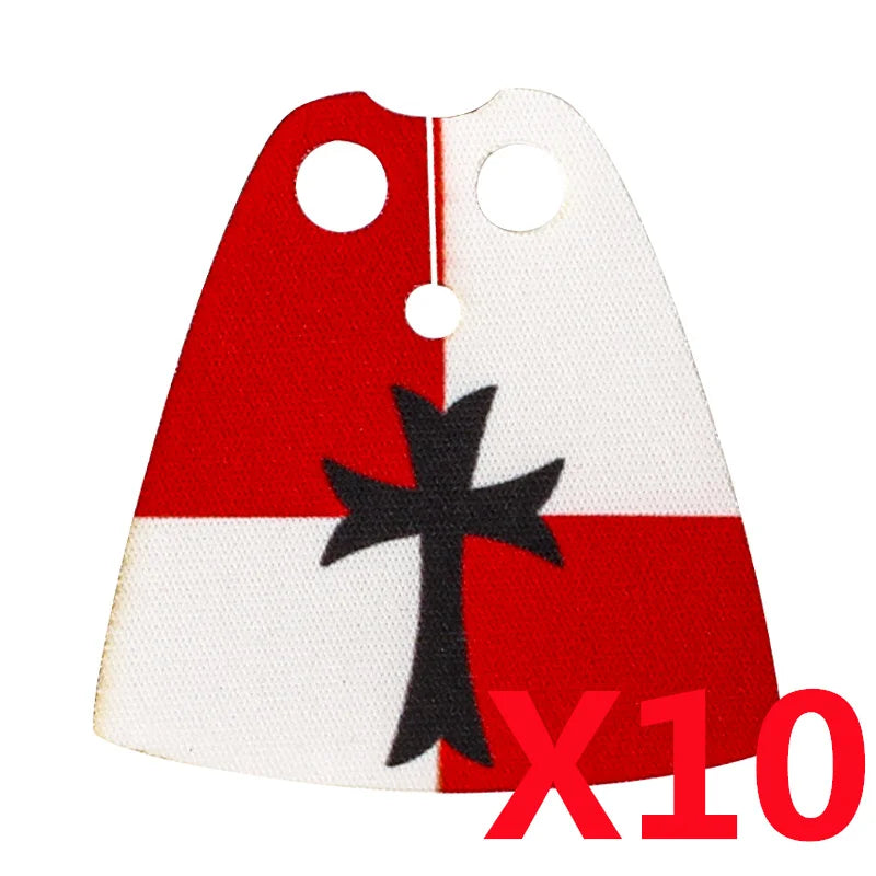 Medieval Military MOC Castle Knight Accessory Building Blocks Warhorse Cape Plush Coat Vest Shield Flag Kit Mini Toy Bricks Gift