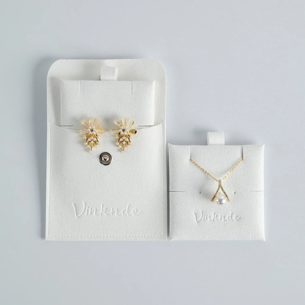 Custom Logo Microfibre Jewelry Bags With Insert Card Earrings Necklaces Parties Gift Wrap Wedding Favours Party Lipstick Sack