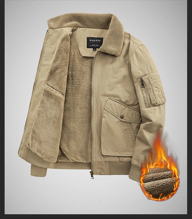 Autumn/winter Fleece-lined Thickened Woolen Jacket For Middle-aged Elderly Men Warm Excessively Large Leisure Winter Clothing