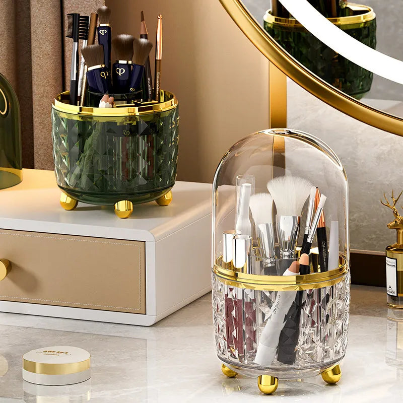 360° Rotating Luxury Makeup Brush Holder Nail Polish Eyebrow Pencil Lipstick Organizer Cosmetic Storage Box Jewelry Container