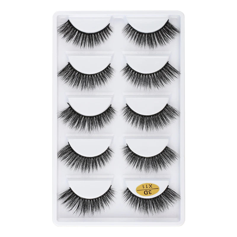 5 Pairs Natural Soft 3D Mink False Eyelashes Handmade Fake Eye Lashes Faux Cils Make Up Beauty Tools Eyelash Extension maquiagem