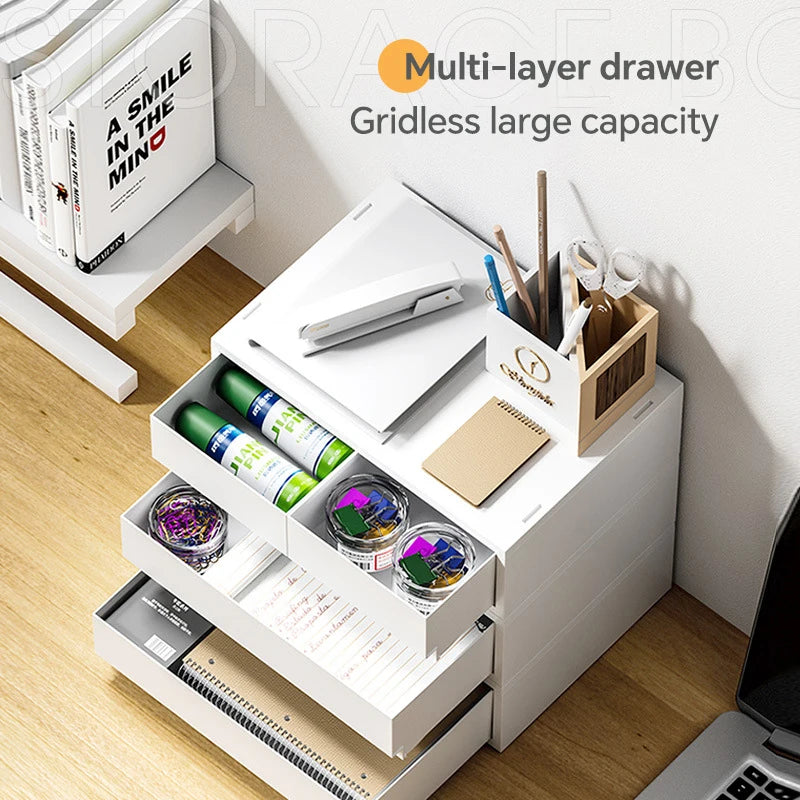 6-Tier Desk Organizer with Drawers Box Office Supplies Jewelry Cosmetics Storage Portable Divider Box Lipstick Skincare Holder