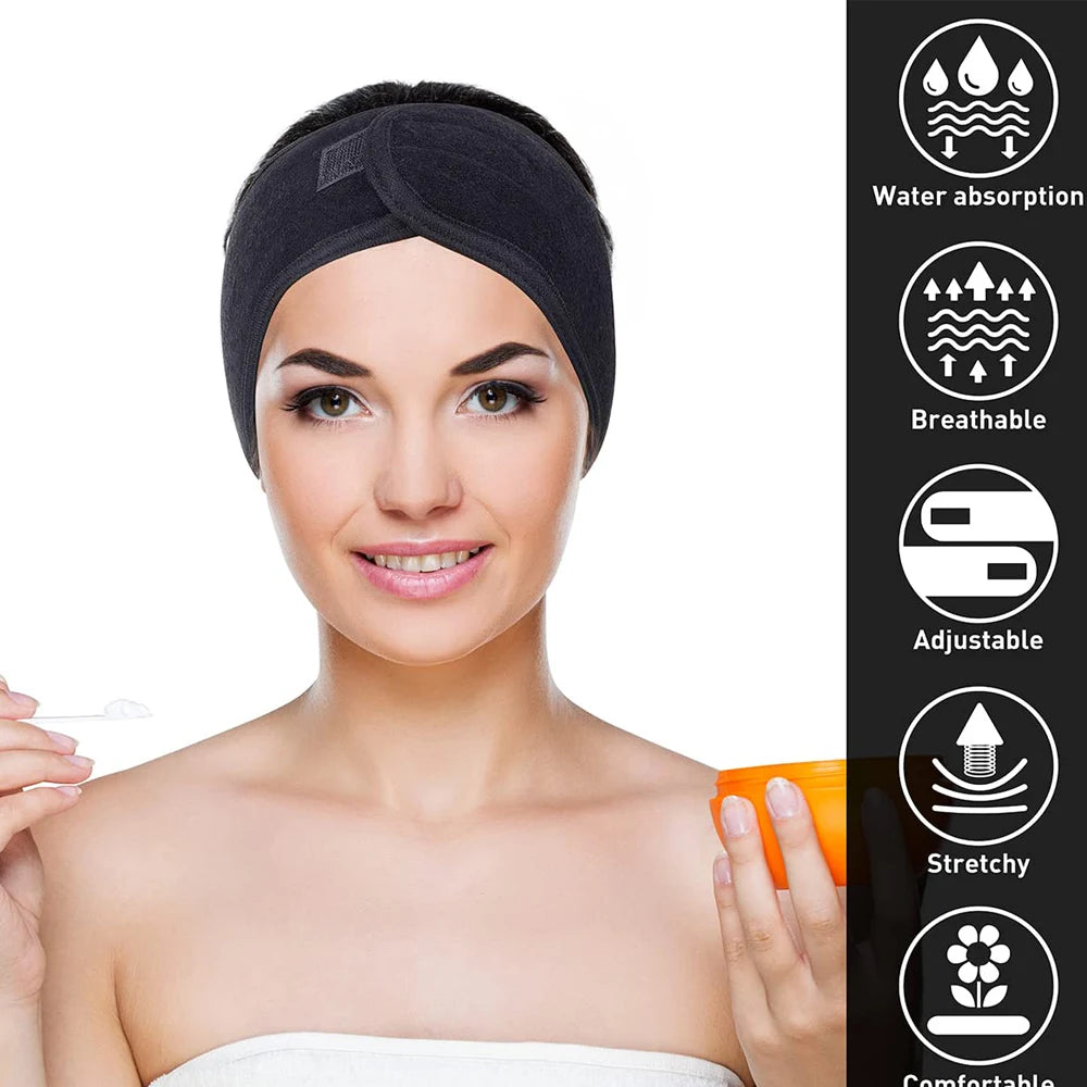 1Pcs Facial Headband Terry Cloth Hair Bands Adjustable Face Wash Headband for Face Washing,Shower, Yoga ,Makeup Wrap Accessories
