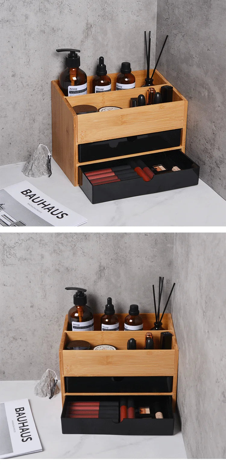 【Zhubai Home】Japanese Desktop Cosmetics Lipstick Jewelry Storage Box Drawer Dressing Table Skin Care Finishing