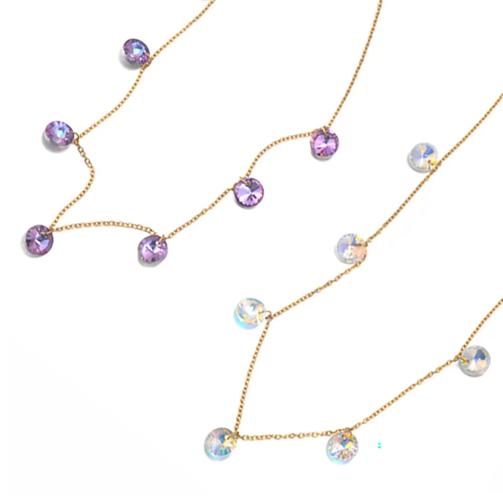 Lokaer Luxury Bling Colorful Cubic Zirconia Chain Necklace for Women CZ Waterproof Stainless Steel Exquisite Jewelry N25087