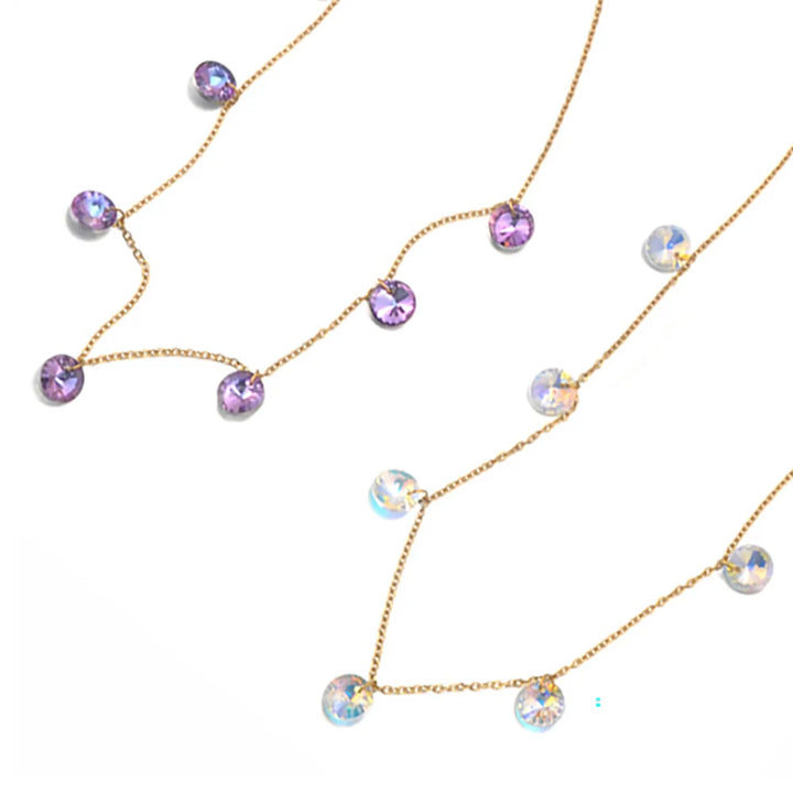 Lokaer Luxury Bling Colorful Cubic Zirconia Chain Necklace for Women CZ Waterproof Stainless Steel Exquisite Jewelry N25087