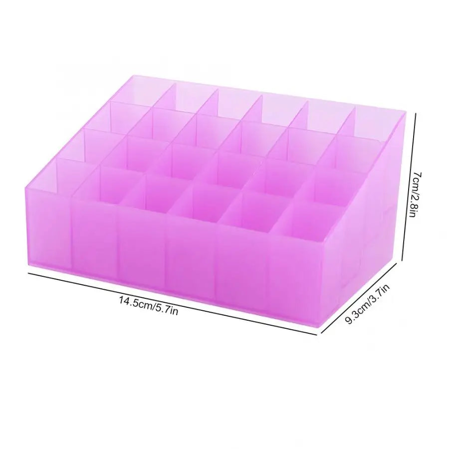 24 Grids Acrylic Makeup Organizer Storage Box Cosmetic Box Lipstick Jewelry Box Case Display Stand Organizer Tools White Purple