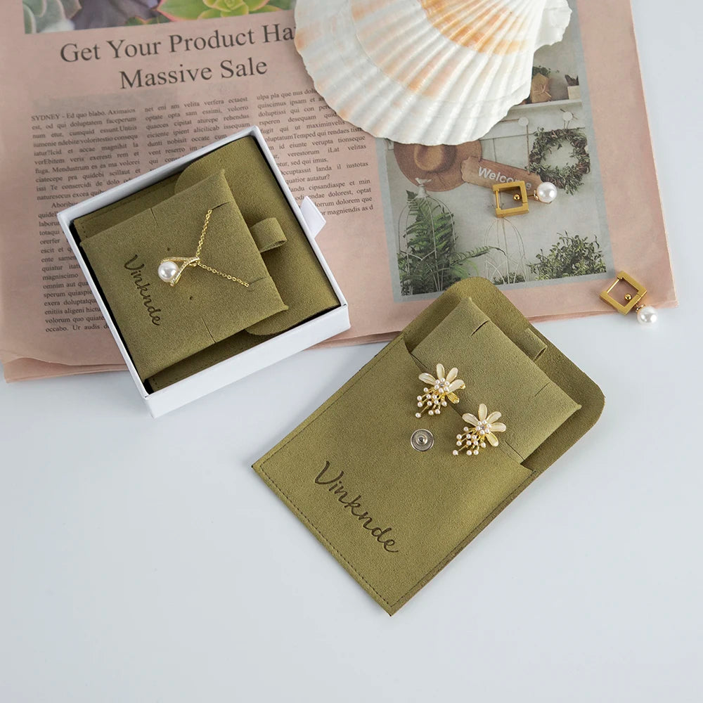 Custom Logo Microfibre Jewelry Bags With Insert Card Earrings Necklaces Parties Gift Wrap Wedding Favours Party Lipstick Sack