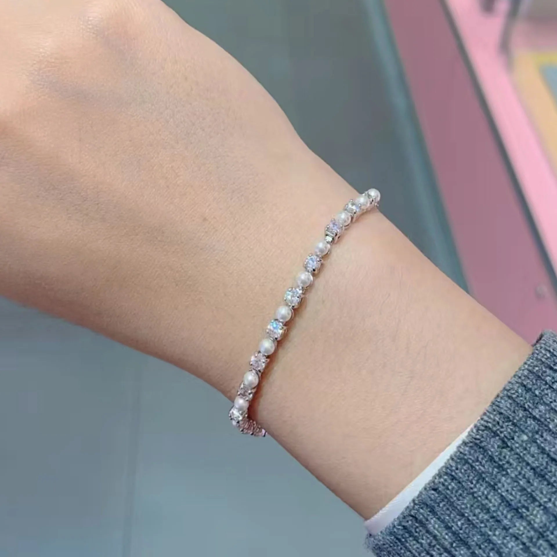 2025 Original Sparkling Crystal with Pearl Fine Jewelry Set Fashion Chain Necklace Earrings Bracelet Ring for Women Wedding Gift