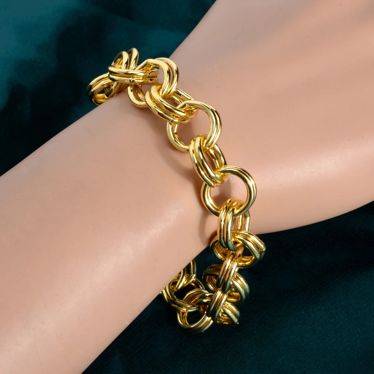 2pcs Gold Plated Necklace Bracelet For Man Women Link Chain Necklace Bracelet O Chain Jewelry Set Punk Hiphop Party Wedding Gift