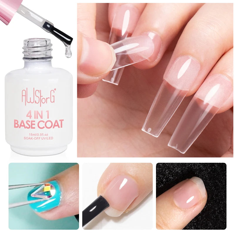 AWStorG 15ml One Step Gel Polish 9 In 1 Diamond Top Coat  Reinforce Long Lasting UV Soak Off Gel Varnish High Light Nail Art