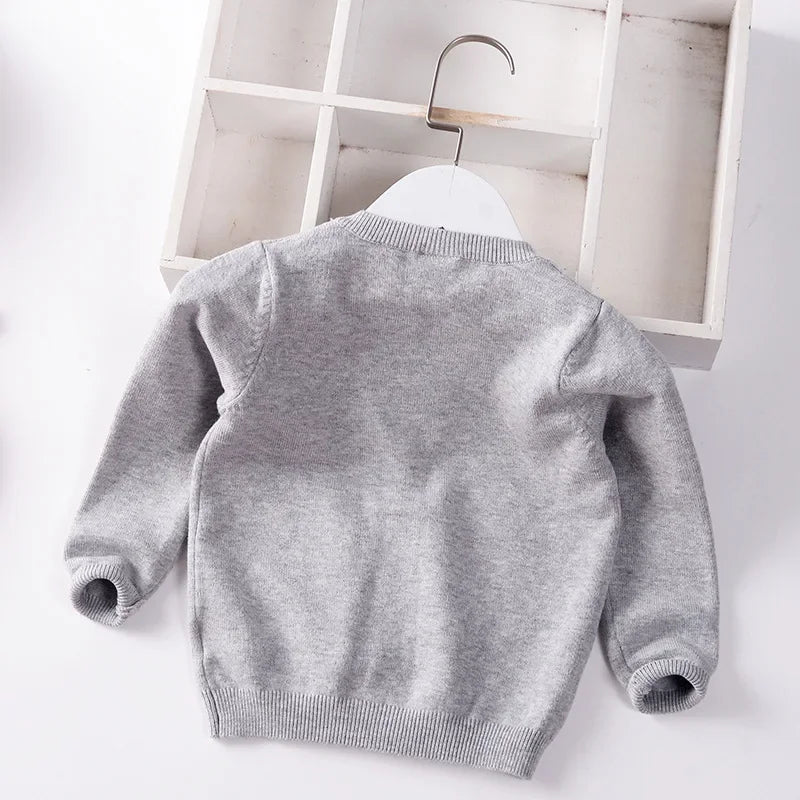 New Boys Cardigan Sweater Autumn Baby Knit Children Coat Kids Cartoon Sweater Clothes V-Neck Stripe Toddler Jacket 0-5y