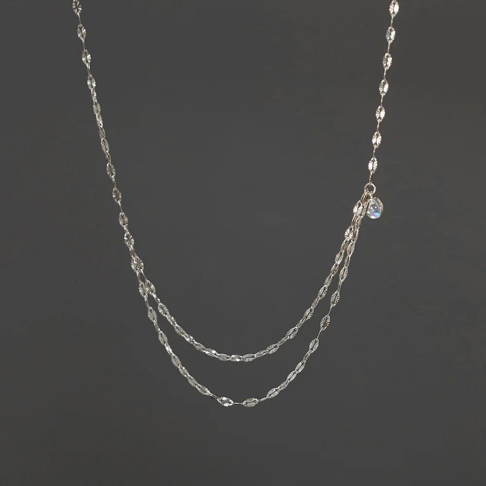 Stainless Steel Chain Necklace Delicate Cubic Zirconia Jewelry Trendy Metal 18 K Plated Golden Collar Necklace Party Gift