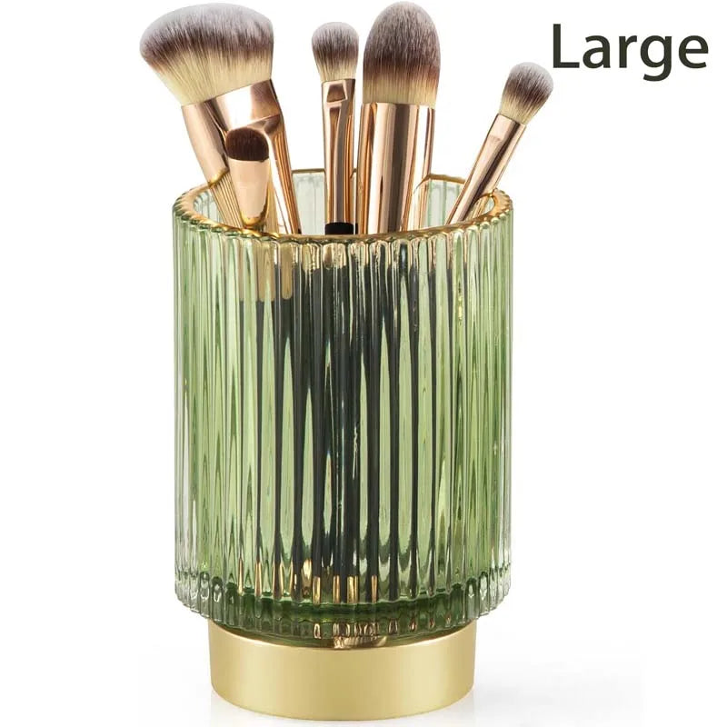360° Rotating Luxury Makeup Brush Holder Nail Polish Eyebrow Pencil Lipstick Organizer Cosmetic Storage Box Jewelry Container