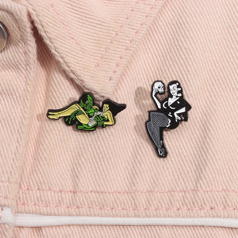 Punk Films Monsters Theme Enamel Pins Custom Horror Movies Girls Monster Badges Lapel Backpack Brooches Jewelry Accessories