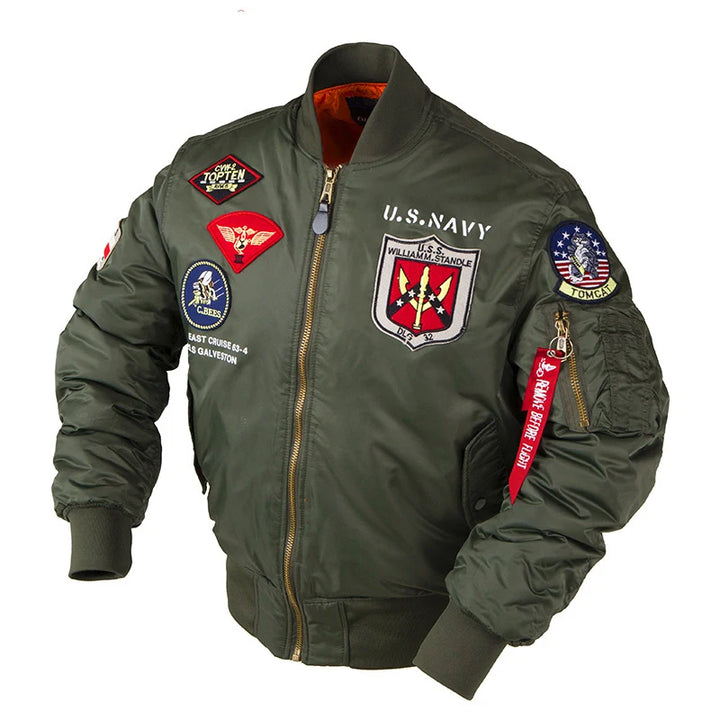2024 Winter Top Gun Bomber Flight MA-1 Air Force Army Vintage Pilot Waterproof Outdoor Motorcycle Aviator Varsity Jacket For Men