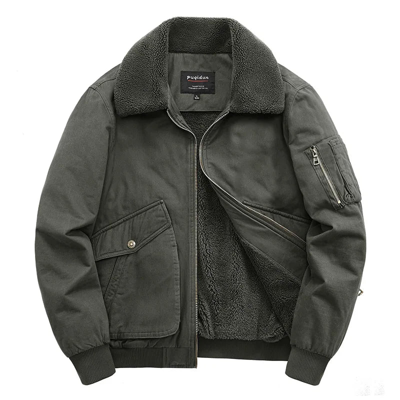 Autumn/winter Fleece-lined Thickened Woolen Jacket For Middle-aged Elderly Men Warm Excessively Large Leisure Winter Clothing