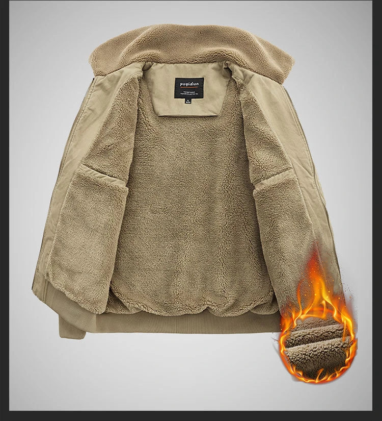 Autumn/winter Fleece-lined Thickened Woolen Jacket For Middle-aged Elderly Men Warm Excessively Large Leisure Winter Clothing