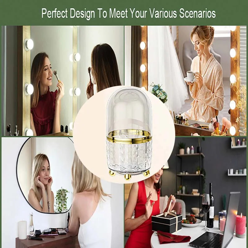 360° Rotating Luxury Makeup Brush Holder Nail Polish Eyebrow Pencil Lipstick Organizer Cosmetic Storage Box Jewelry Container