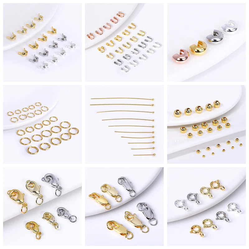 4MM 18K Gold Plated Flower Cup Pearl Pendant Mounting Connectors With Cap And Peg For DIY Jewelry Making Accessories Wholesale