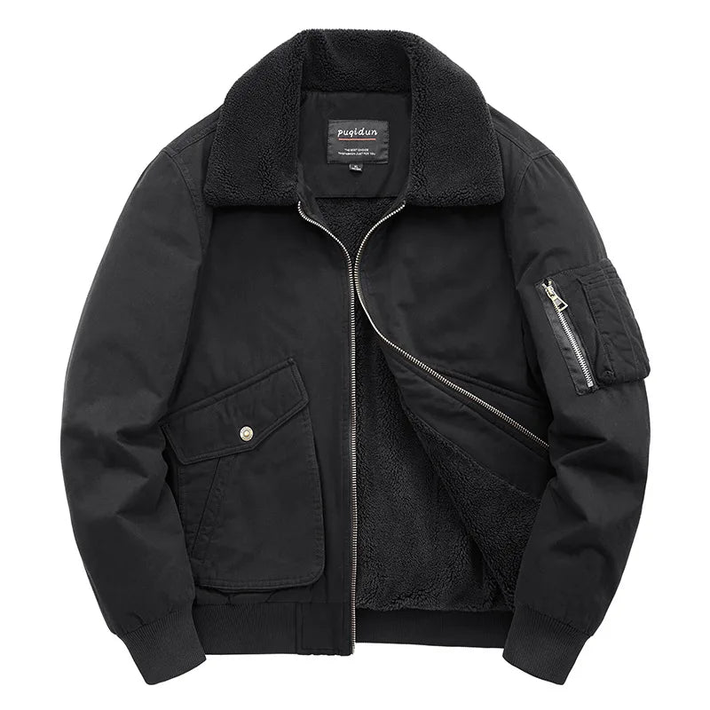 Autumn/winter Fleece-lined Thickened Woolen Jacket For Middle-aged Elderly Men Warm Excessively Large Leisure Winter Clothing