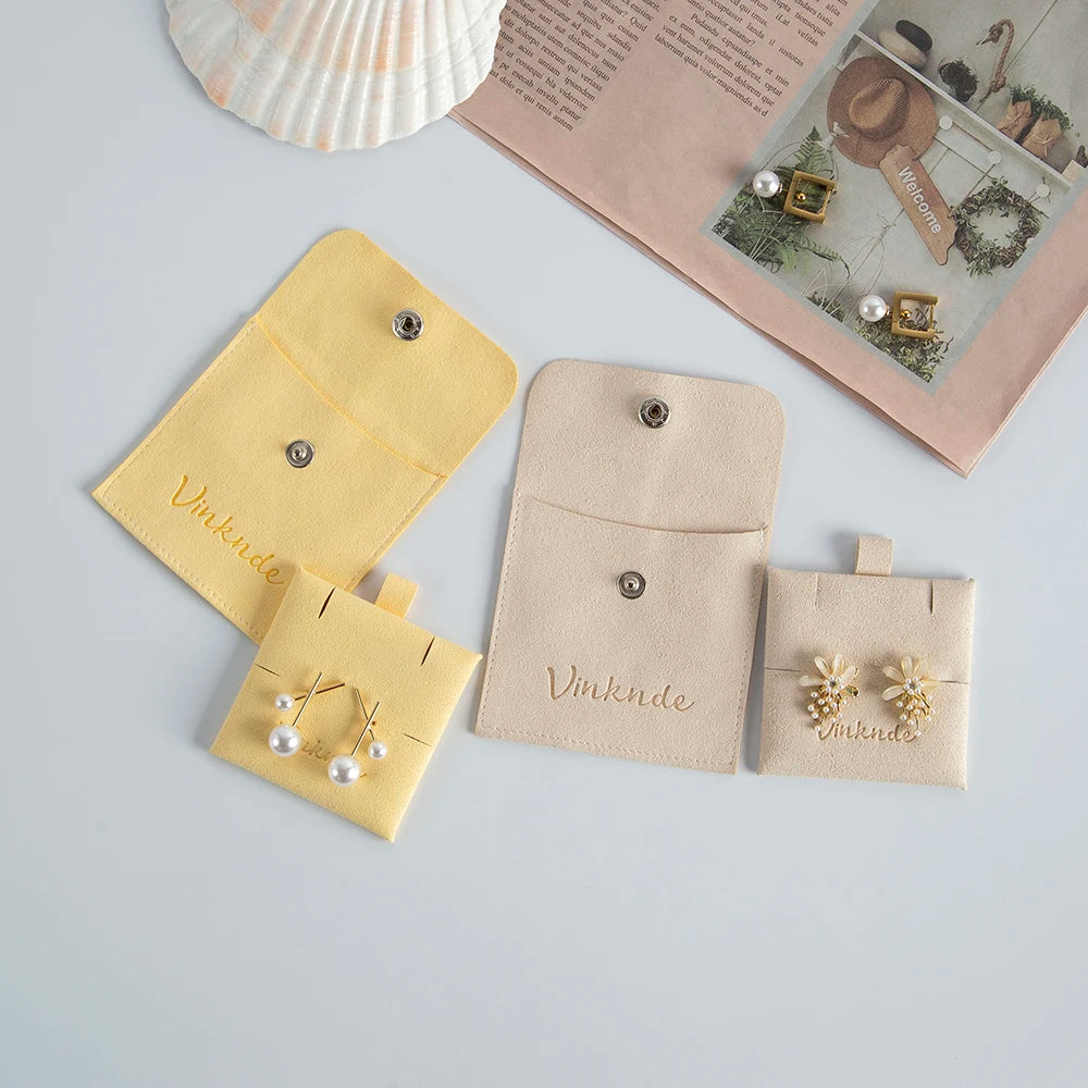 Custom Logo Microfibre Jewelry Bags With Insert Card Earrings Necklaces Parties Gift Wrap Wedding Favours Party Lipstick Sack