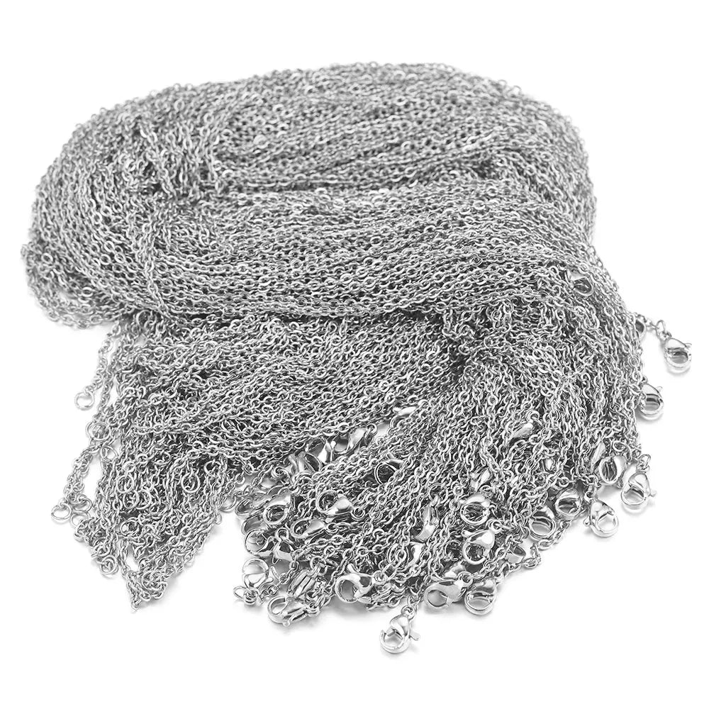 100pcs/lot Stainless Steel Gold Link Cable Chain Women Necklace for DIY Bulk Jewelry Making Supplies Wholesale 1MM 1.5MM 2MM