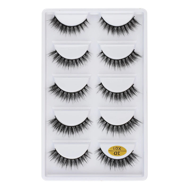 5 Pairs Natural Soft 3D Mink False Eyelashes Handmade Fake Eye Lashes Faux Cils Make Up Beauty Tools Eyelash Extension maquiagem