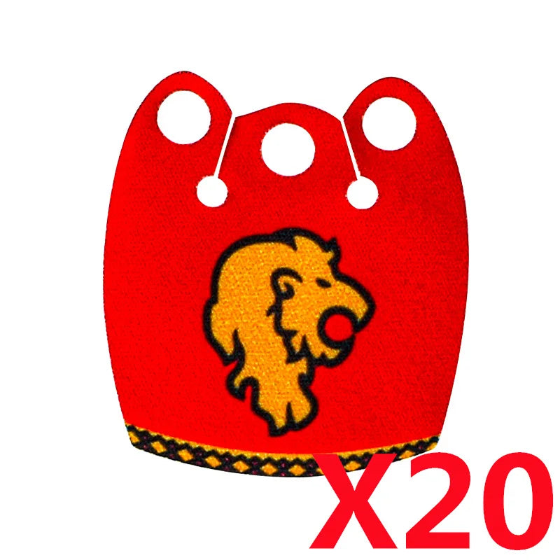 Medieval Military MOC Castle Knight Accessory Building Blocks Warhorse Cape Plush Coat Vest Shield Flag Kit Mini Toy Bricks Gift