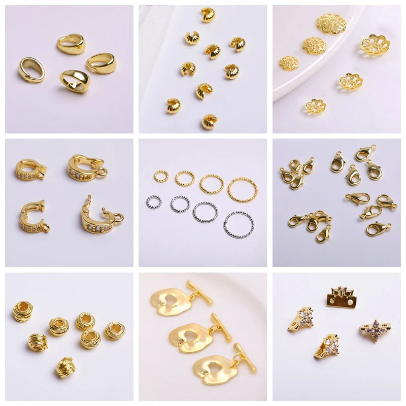 4MM 18K Gold Plated Flower Cup Pearl Pendant Mounting Connectors With Cap And Peg For DIY Jewelry Making Accessories Wholesale