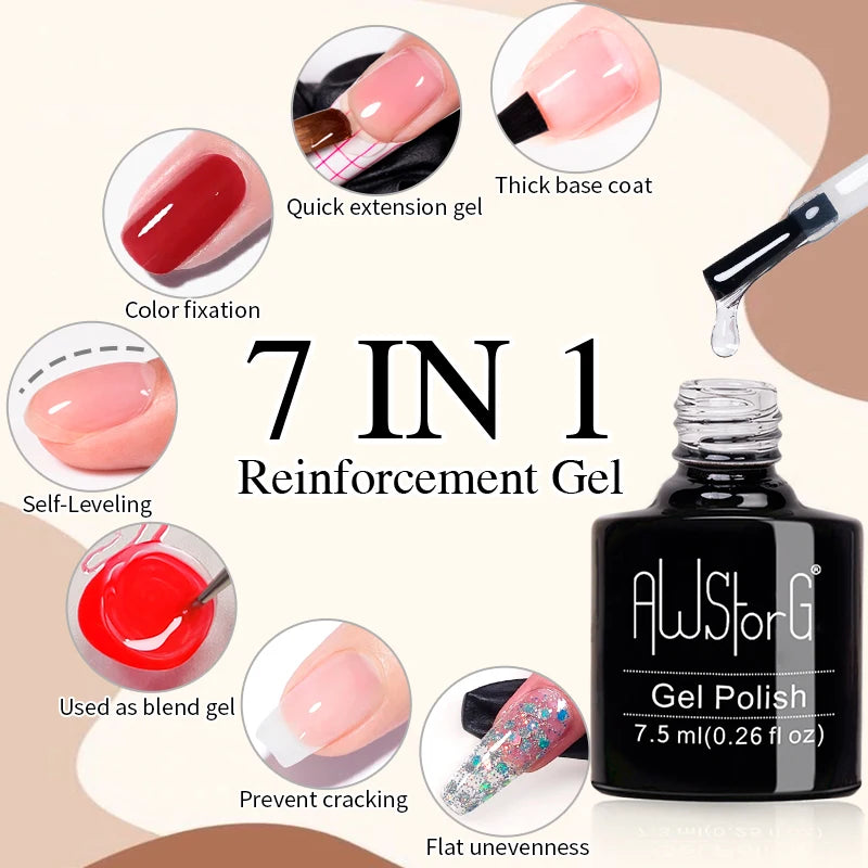 AWStorG 15ml One Step Gel Polish 9 In 1 Diamond Top Coat  Reinforce Long Lasting UV Soak Off Gel Varnish High Light Nail Art