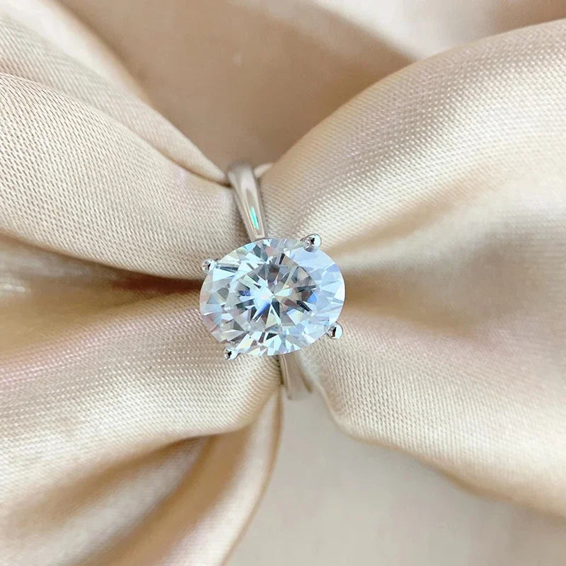 Smyoue 1-3CT Oval Cut Real Moissanite Rings for Women Doveggs Wedding Band 100% S925 Sterling Silver Jewelry Proposal Ring GRA