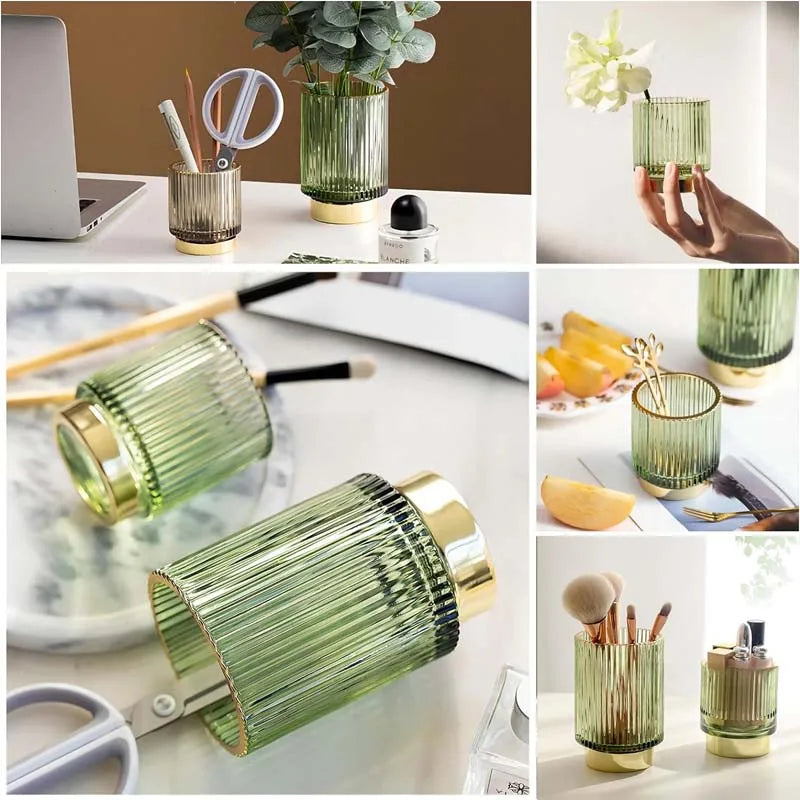 360° Rotating Luxury Makeup Brush Holder Nail Polish Eyebrow Pencil Lipstick Organizer Cosmetic Storage Box Jewelry Container