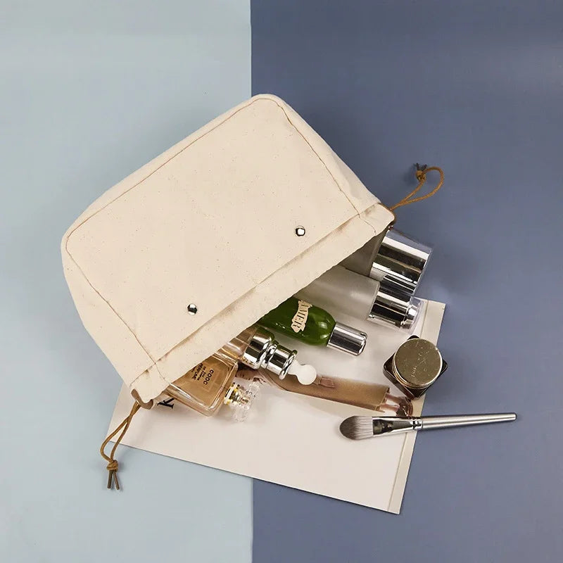 New Drawstring Cosmetic Bags for Women Canvas Organizer Large Capacity Make Up Bag Cotton Travel Storage Bag косметичка Neceser