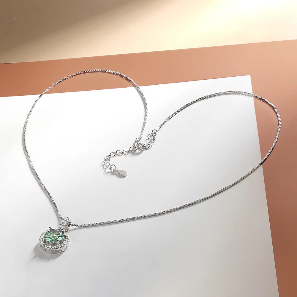 Serenity 1/2ct Green Moissanite Pendant Necklace Women Anniversary Gift S925 Sterling Silver Sparkling Neck Chain Fine Jewelry