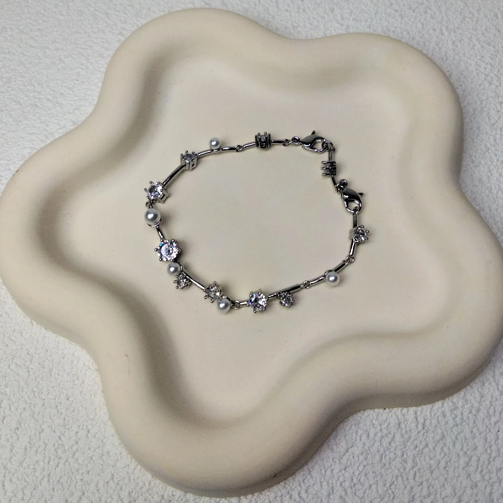 2025 Original Sparkling Crystal with Pearl Fine Jewelry Set Fashion Chain Necklace Earrings Bracelet Ring for Women Wedding Gift