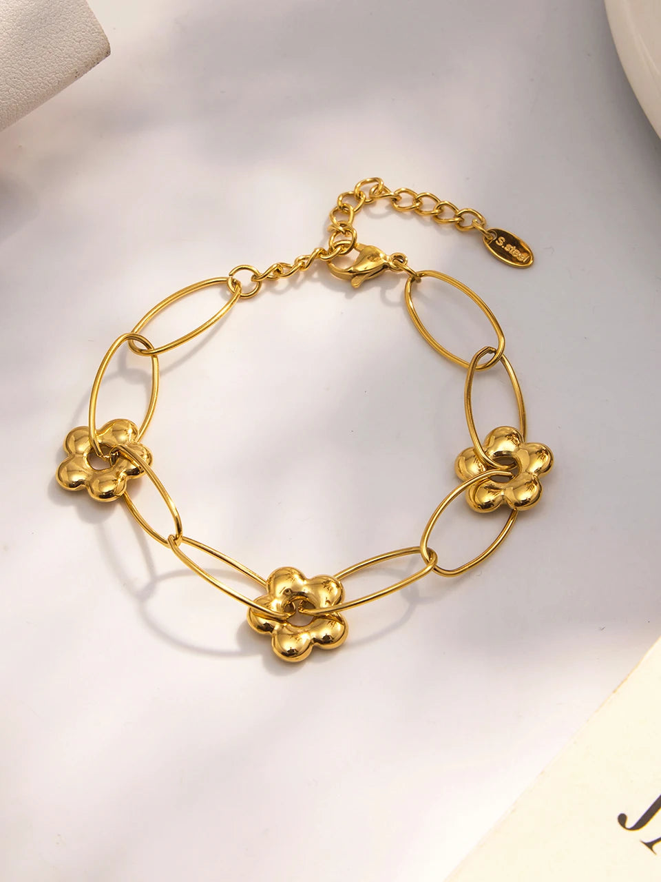 Stainless Steel Chain Necklace Bracelet For Women 18k Gold Plated Waterproof Non Tarnish Women's Bracelets Necklaces Jewelry Set